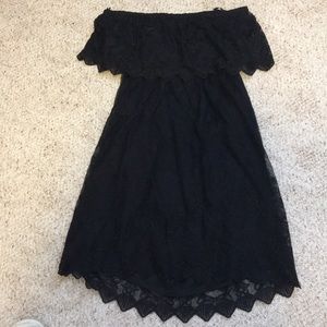L- strapless black lace open back Express dress